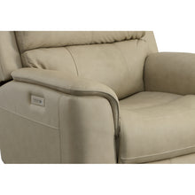 Flexsteel Henry Leather Power Swivel Gliding Recliner with Power Headrest, Lumbar, Heat & Massage in Beige