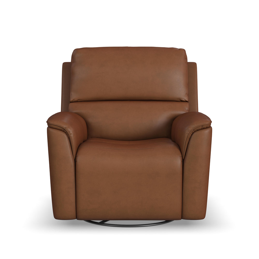 Henry Leather Power Swivel Gliding Recliner with Power Headrest, Lumbar, Heat & Massage in Caramel