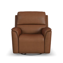 Henry Leather Power Swivel Gliding Recliner with Power Headrest, Lumbar, Heat & Massage in Caramel