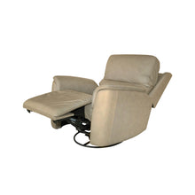 Flexsteel Henry Leather Power Swivel Gliding Recliner with Power Headrest, Lumbar, Heat & Massage in Beige
