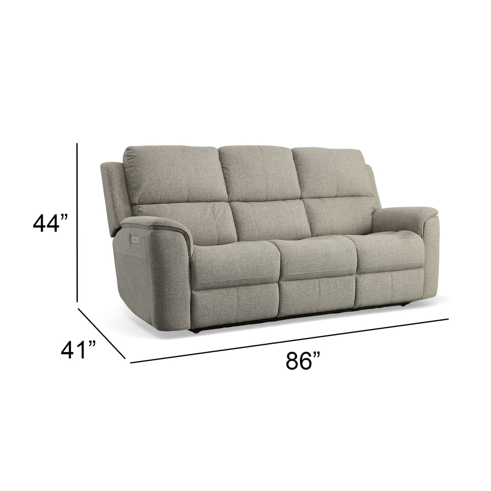 Henry Fabric Power Reclining Sofa with Power Headrests & Lumbar in Fog