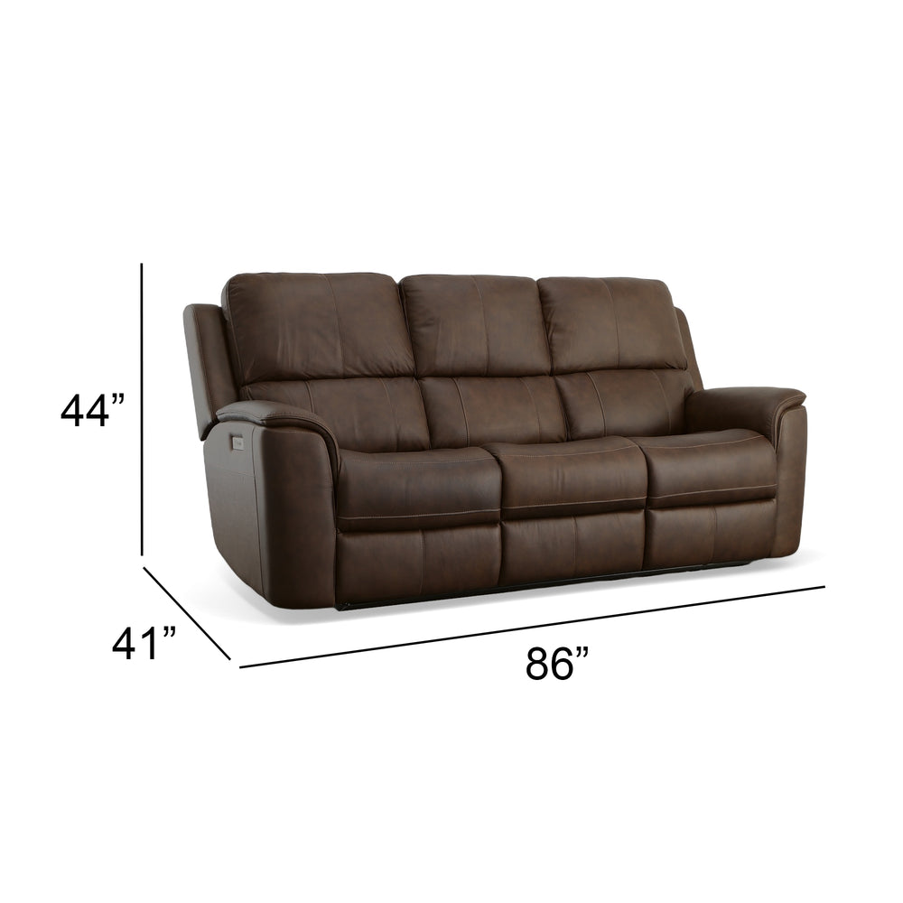 Henry Leather Power Reclining Sofa with Power Headrests & Lumbar in Burnt Umber