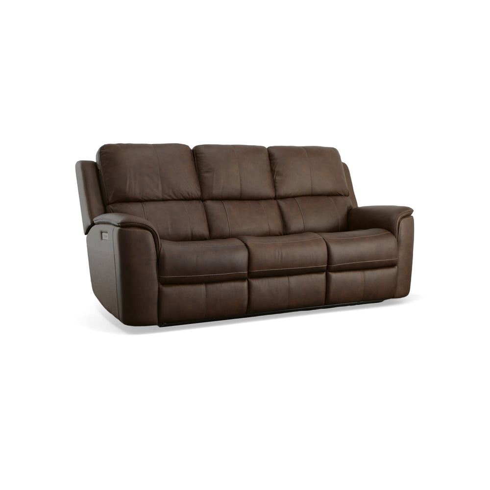 Henry Leather Power Reclining Sofa with Power Headrests & Lumbar in Burnt Umber