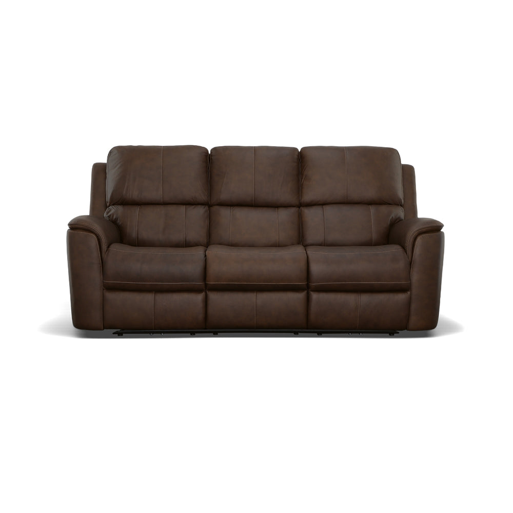 Henry Leather Power Reclining Sofa with Power Headrests & Lumbar in Burnt Umber