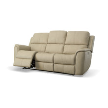 Flexsteel Henry Leather Power Reclining Sofa with Power Headrests & Lumbar in Beige