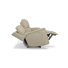 Flexsteel Henry Leather Power Reclining Sofa with Power Headrests & Lumbar in Beige
