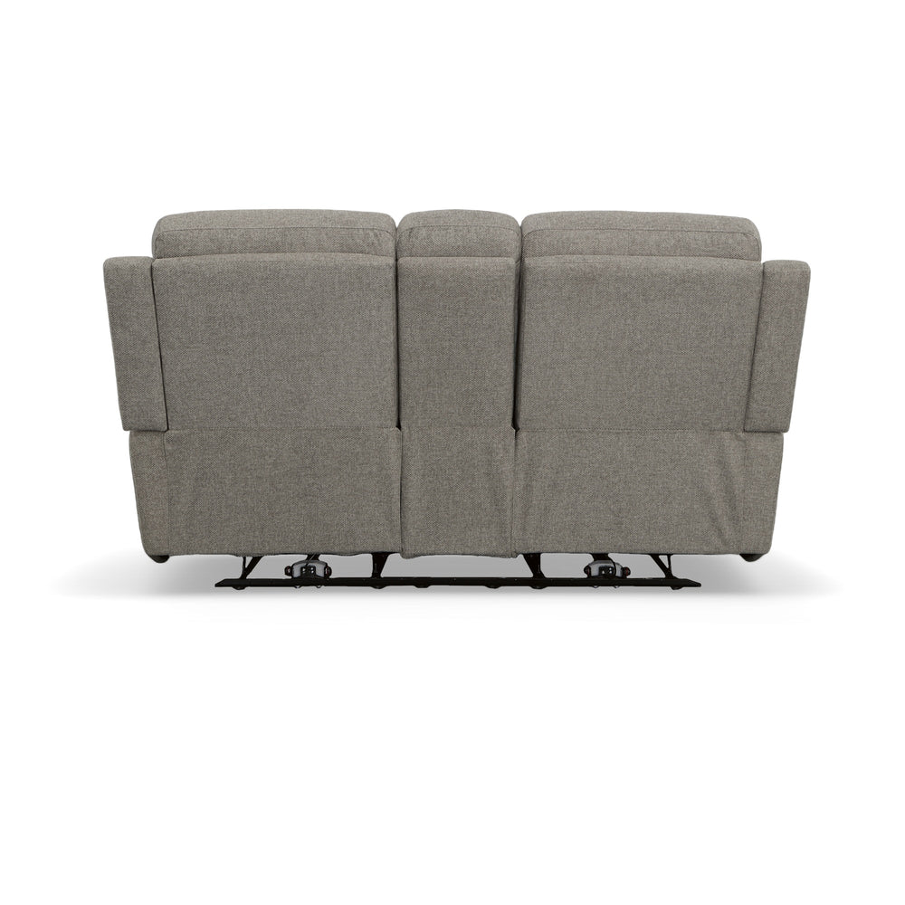 Henry Fabric Power Reclining Loveseat with Console & Power Headrests & Lumbar in Fog