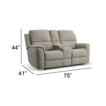 Henry Fabric Power Reclining Loveseat with Console & Power Headrests & Lumbar in Fog
