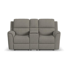 Henry Fabric Power Reclining Loveseat with Console & Power Headrests & Lumbar in Fog