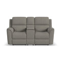 Henry Fabric Power Reclining Loveseat with Console & Power Headrests & Lumbar in Fog