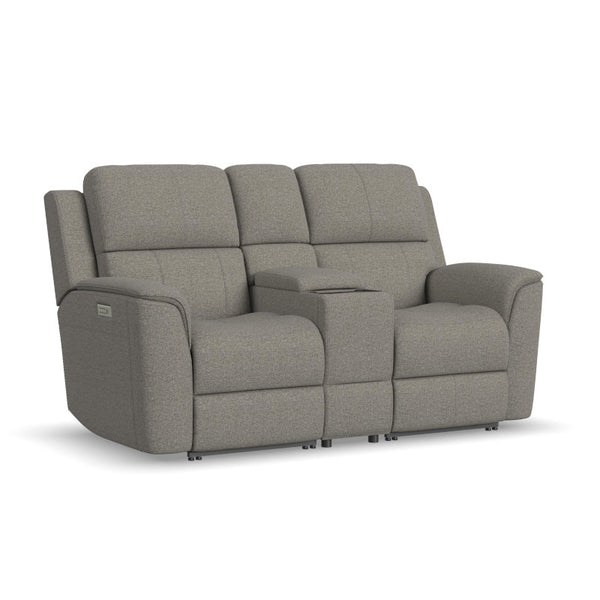 Henry Fabric Power Reclining Loveseat with Console & Power Headrests & Lumbar in Fog alternate view