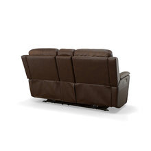 Henry Leather Power Reclining Loveseat with Console & Power Headrests & Lumbar in Burnt Umber