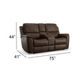 Henry Leather Power Reclining Loveseat with Console & Power Headrests & Lumbar in Burnt Umber