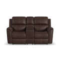Henry Leather Power Reclining Loveseat with Console & Power Headrests & Lumbar in Burnt Umber
