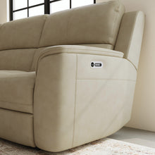 Flexsteel Henry Leather Power Reclining Loveseat with Console & Power Headrests & Lumbar in Beige