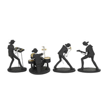 Black Polystone Musician Rock Band Sculptures, Set of 4