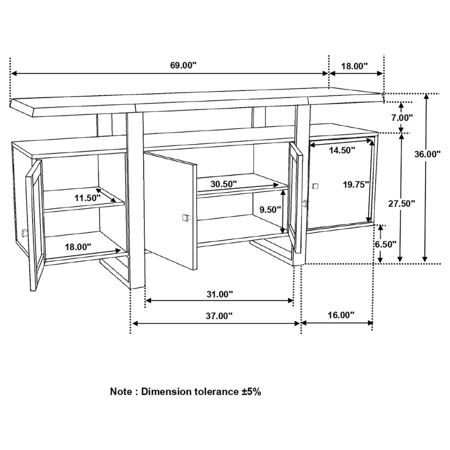 Edge River Wood 4-door Solid Wood Sideboard Buffet