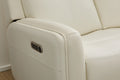 Alister Porcelain Leather Power Gliding Loveseat with Console, Power Headrests & Lumbar