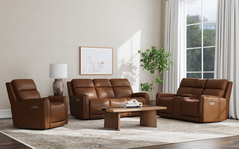Alister Sedona Leather Power Gliding Loveseat with Console, Power Headrests & Lumbar