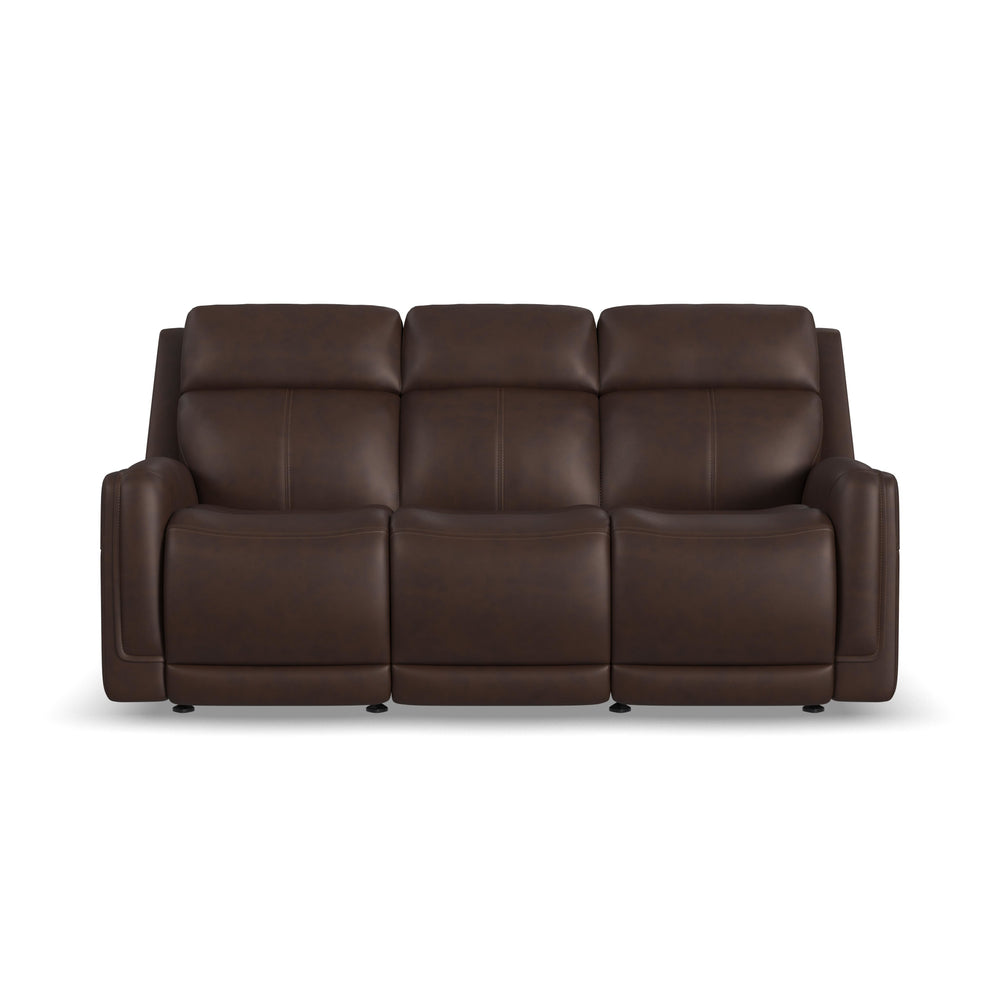 Alister Burnt Umber Leather Power Gliding Sofa with Power Headrests & Lumbar