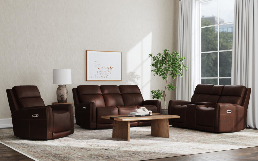 Alister Burnt Umber Leather Power Gliding Recliner with Power Headrest & Lumbar