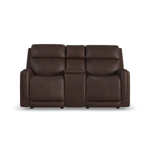 Alister Burnt Umber Leather Power Gliding Loveseat with Console, Power Headrests & Lumbar alternate view