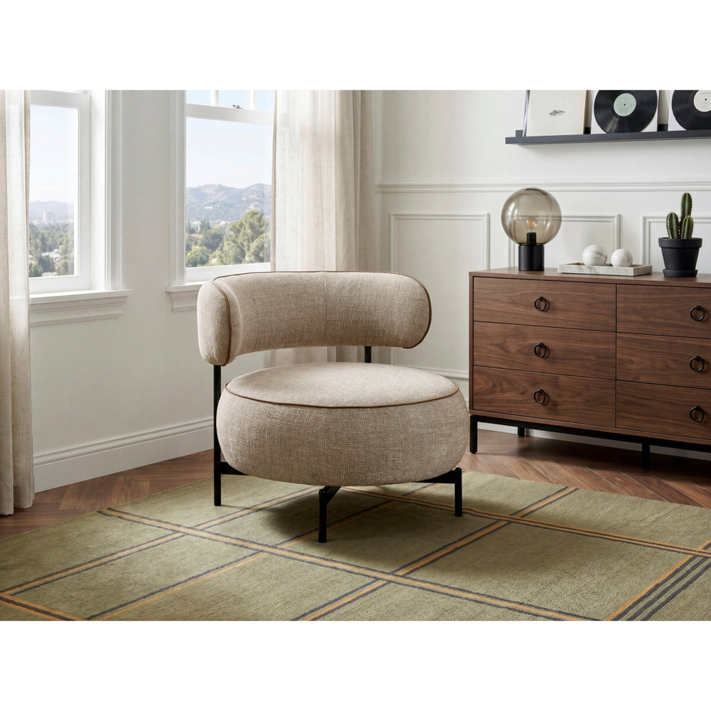 Orbit Brown Chenille Swivel Barrel Chair