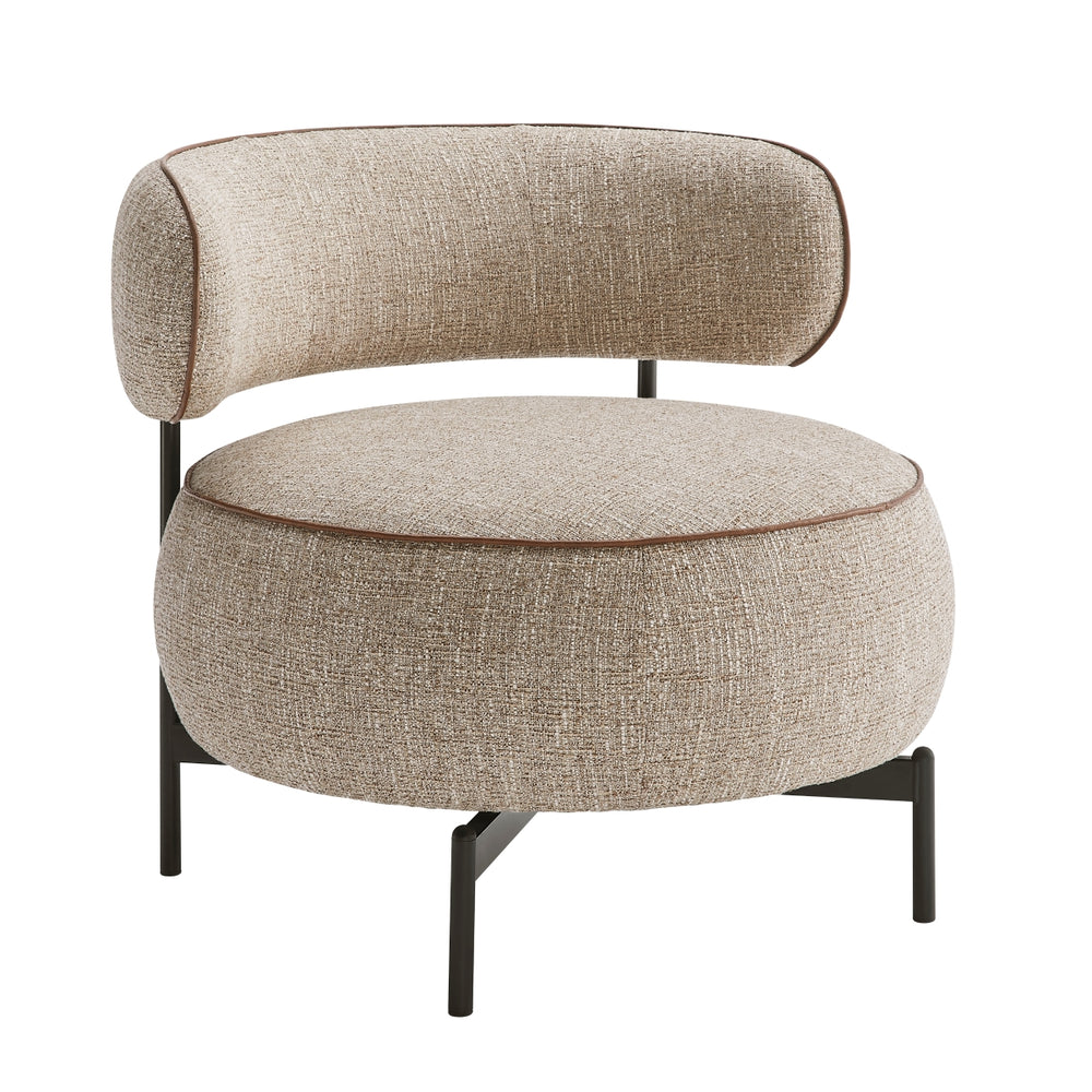 Orbit Brown Chenille Swivel Barrel Chair