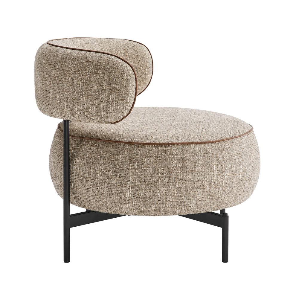 Orbit Brown Chenille Swivel Barrel Chair
