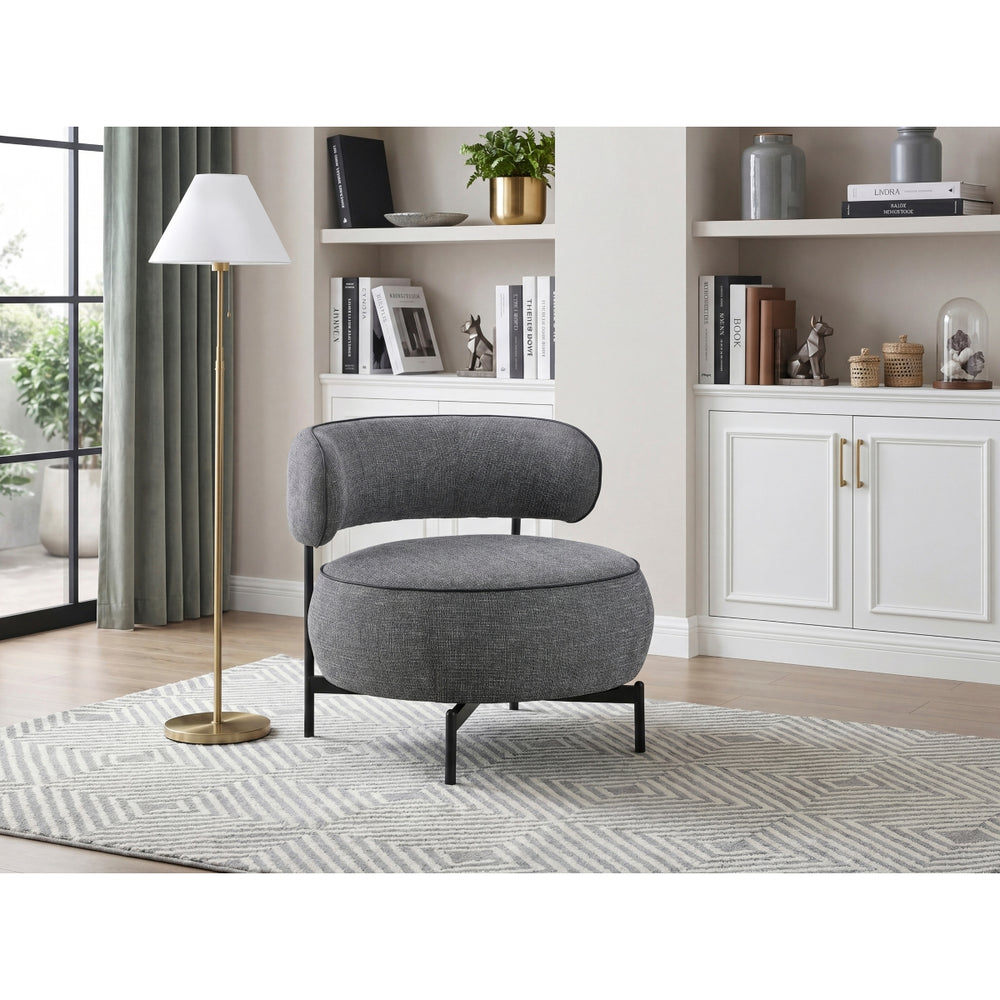 Orbit Gray Chenille Swivel Barrel Chair