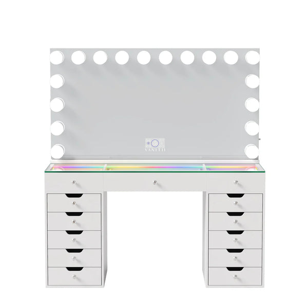 Emily Vanity Desk with Full Width Smart Mirror