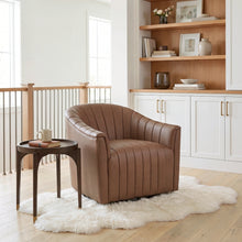 Metro Dark Brown Leather Swivel Chair