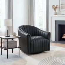 Metro Black Leather Swivel Chair