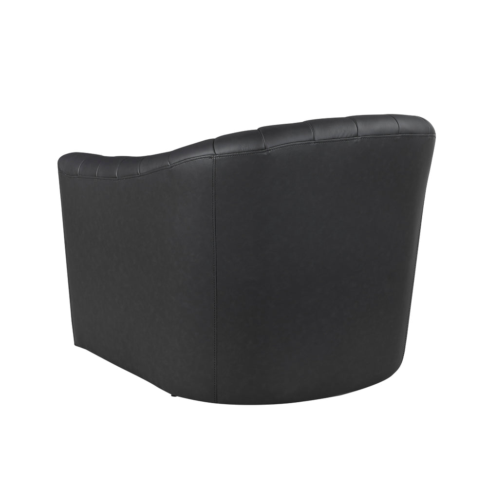 Metro Black Leather Swivel Chair