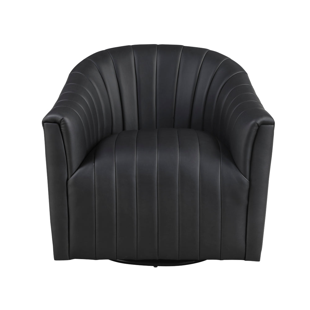 Metro Black Leather Swivel Chair