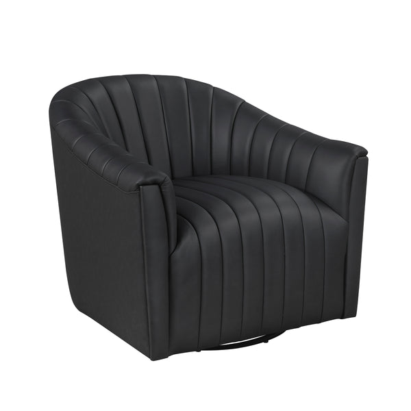 Metro Black Leather Swivel Chair
