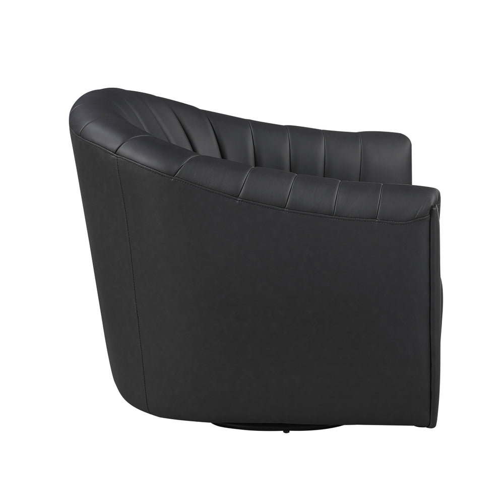 Metro Black Leather Swivel Chair