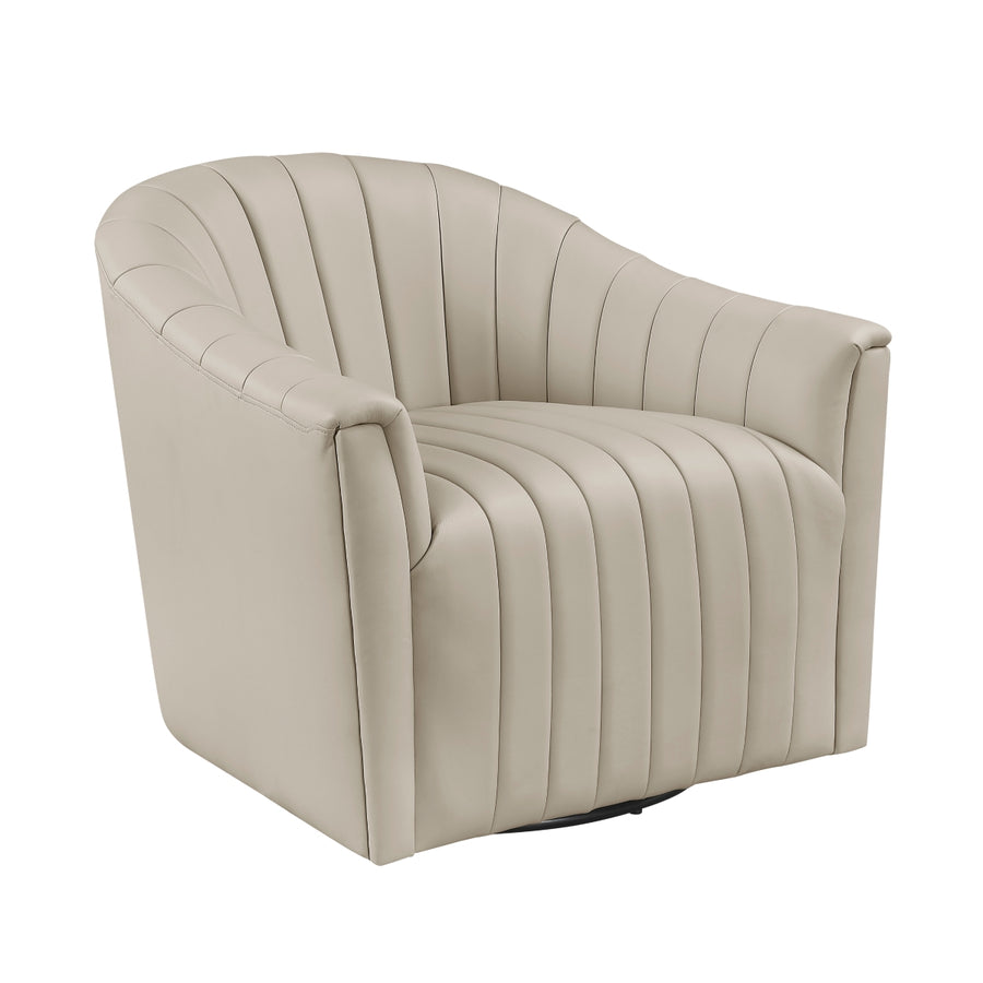 Metro Taupe Leather Swivel Chair