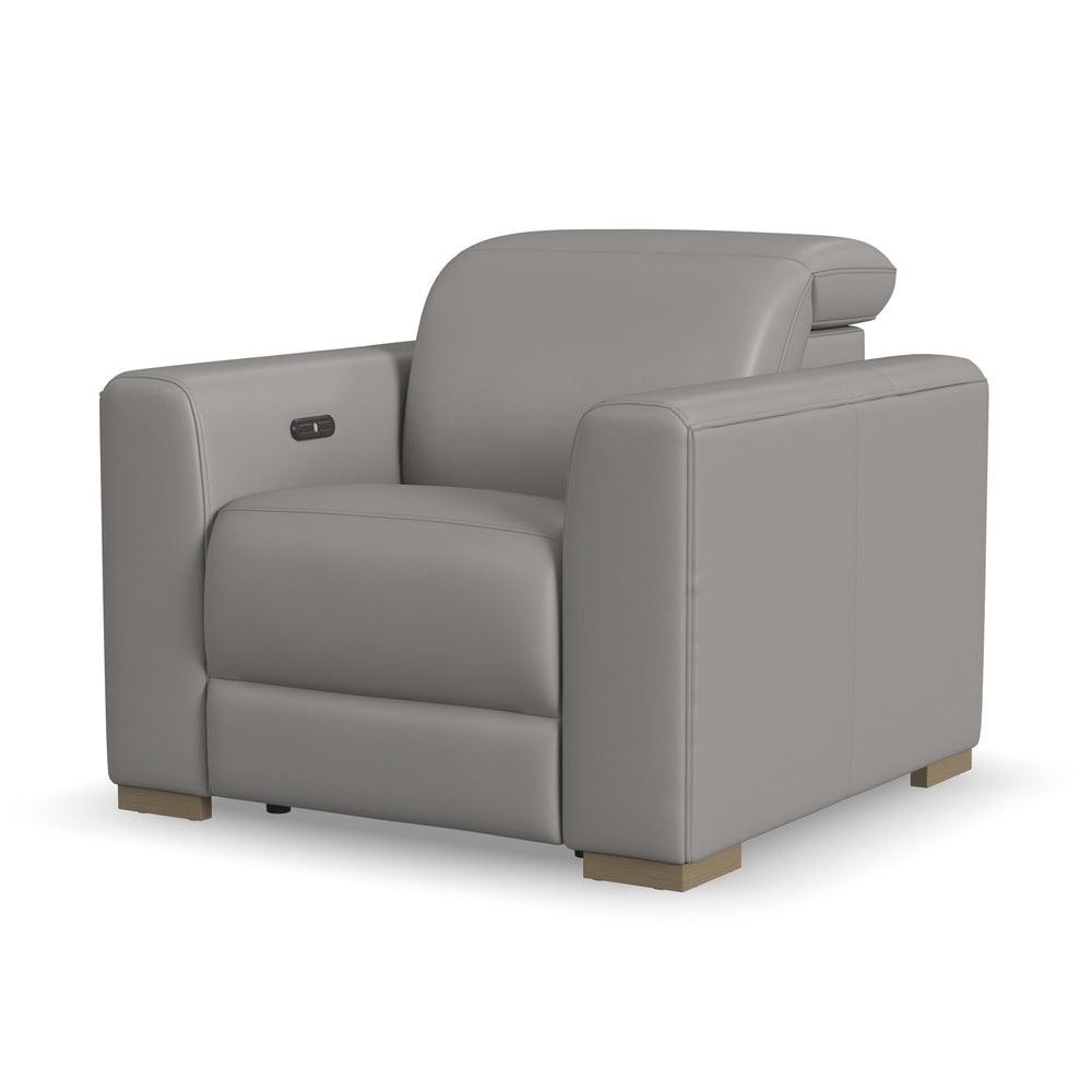 Aurora Ash Leather Power Recliner with Power Headrest