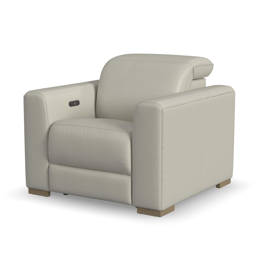 Aurora Coconut Milk Leather Power Recliner with Power Headrest