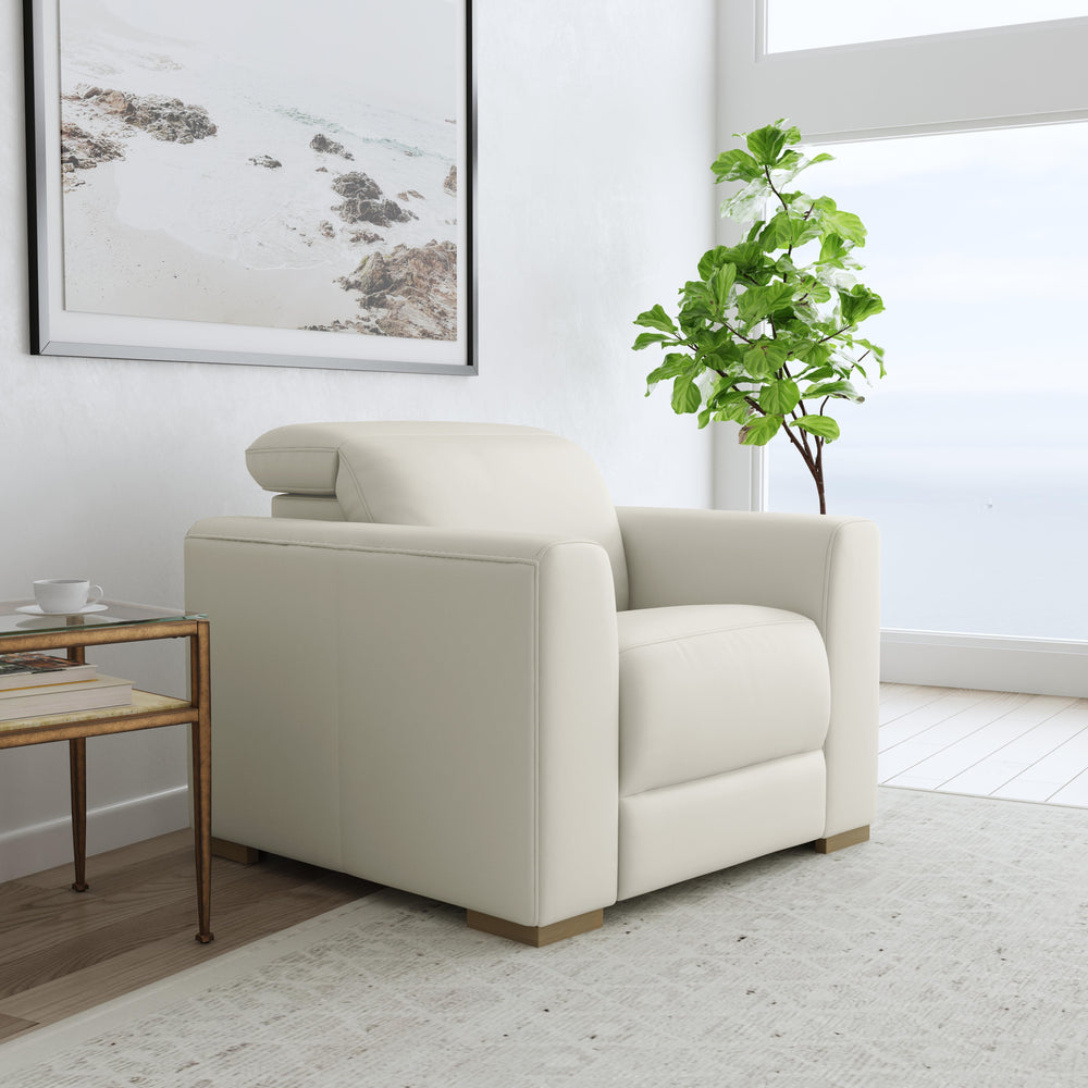 Aurora Coconut Milk Leather Power Recliner with Power Headrest