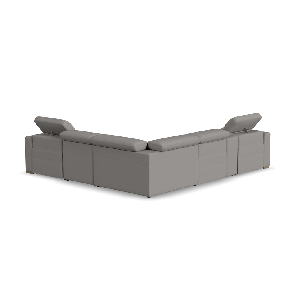Aurora Ash Leather Power Reclining Sectional with Power Headrests