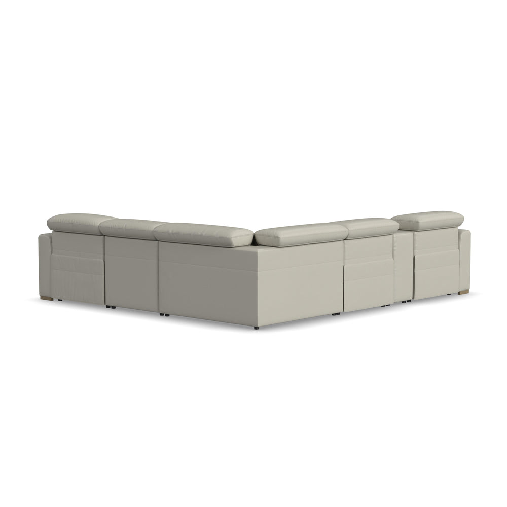 Aurora Coconut Milk Leather Power Reclining Sectional with Power Headrests