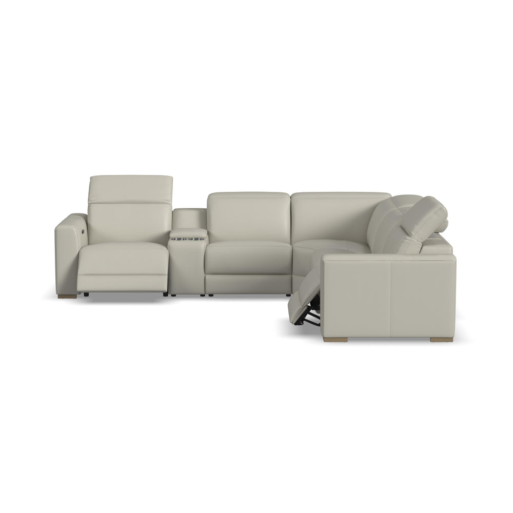 Aurora Coconut Milk Leather Power Reclining Sectional with Power Headrests