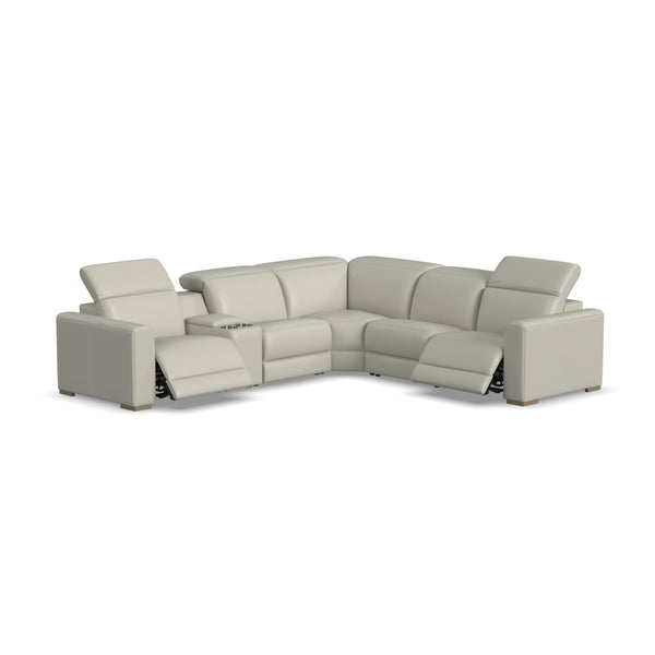 Aurora Coconut Milk Leather Power Reclining Sectional with Power Headrests alternate view