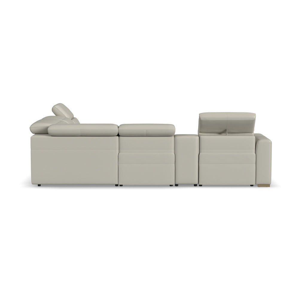 Aurora Coconut Milk Leather Power Reclining Sectional with Power Headrests