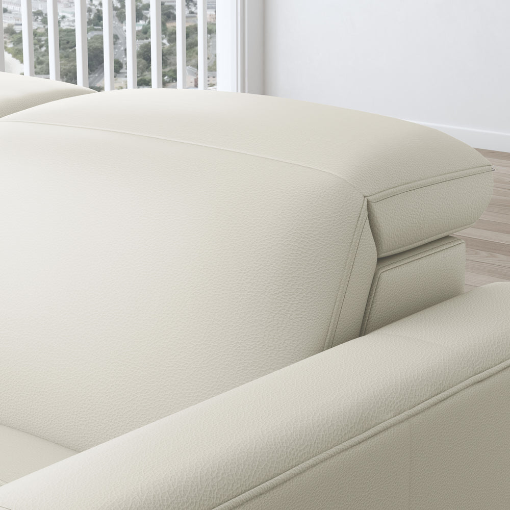 Aurora Coconut Milk Leather Power Recliner with Power Headrest