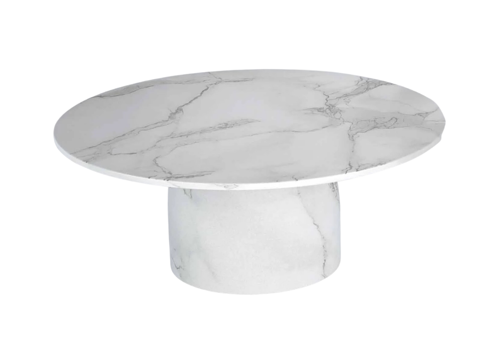 Roman 60''D Round Marble Dining Table with Matching 31.5‘’D Lazy Susan
