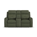 Felix Leather Power Reclining Loveseat with Console, Power Headrest, Lumbar, Heat & Massage