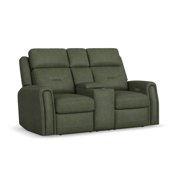 Felix Leather Power Reclining Loveseat with Console, Power Headrest, Lumbar, Heat & Massage alternate view